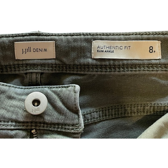 J. Jill Denim Authentic Fit Slim Ankle Pants Khaki Olive Green Size 8 Petite - Picture 4 of 14